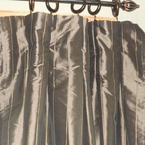 6 Panels Pinch Pleat Brown Faux Silk Custom Made.
